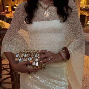 Poncho Elegant Cream Women's Sweater